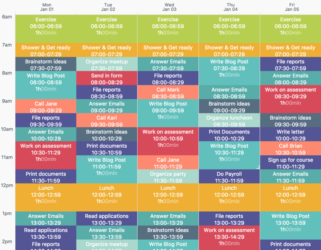 scheduling tasks into a calendar