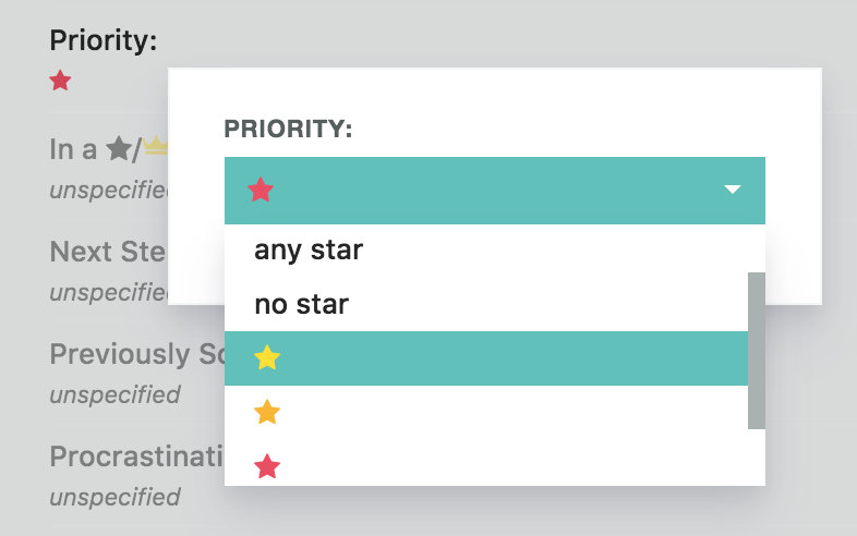 Pick the correct priority star and "no star" for each one of your lists