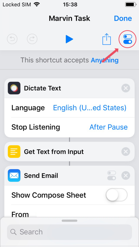 Shortcuts app settings