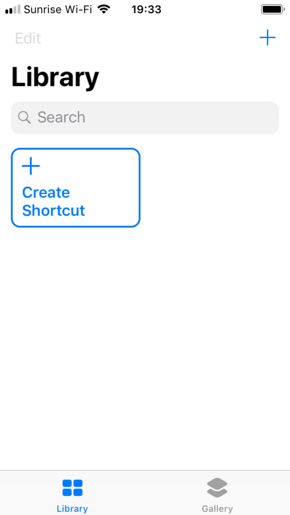 Creating a new shortcut