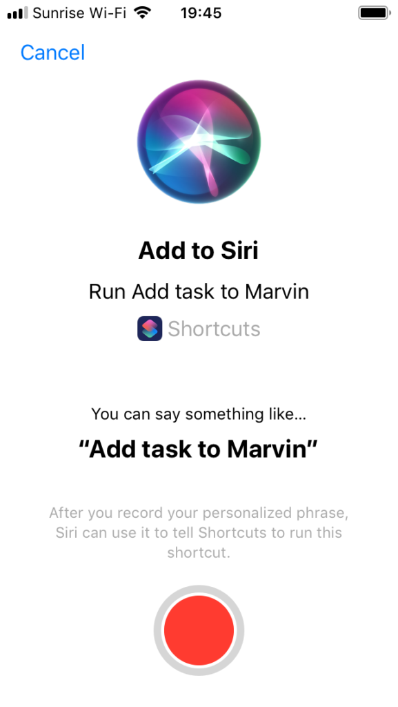 Record a custom Siri phrase to trigger this shortcut